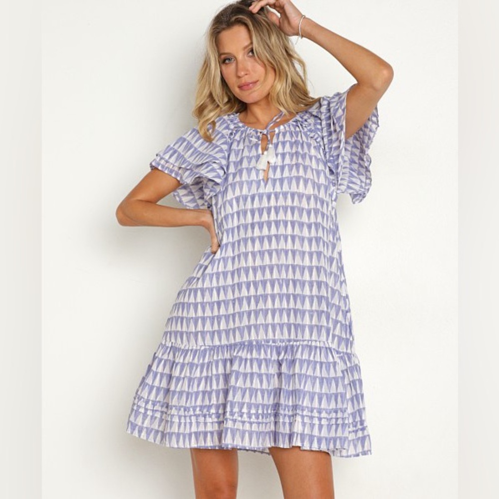 NWOT Cleobella Purple Lavender Geometric Tassel Mini Dress